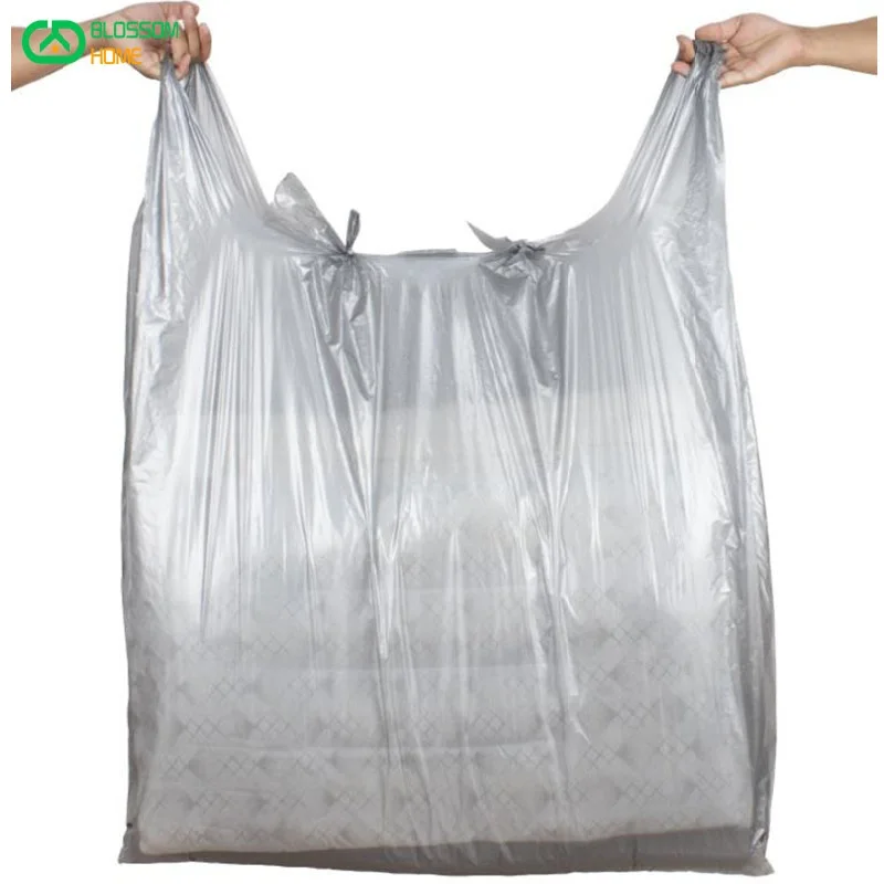 Silver grey large plastic bag vest bag thickened large garment packaging logistics bag carrying large bag 10Pcs/Lot