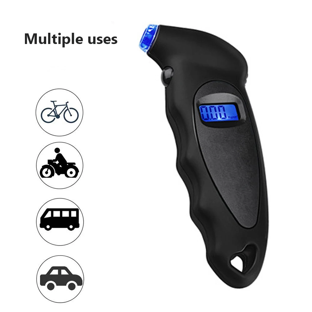 Portable Car Mini Digital Tire Gauge Mini Motorcycle Bike Tire Diagnostic Tool LCD Display Tire Pressure Tool Gauge PSI Kpa