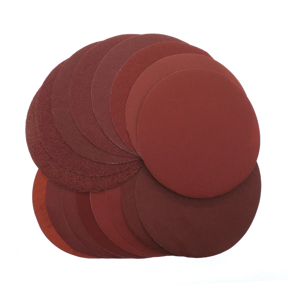 Disco de lixa redondo vermelho 150mm, 20 peças, 6 unidades, folhas de areia, lixa de gancho 40-2000, disco de lixa autoadesivo para bandejas de lixa