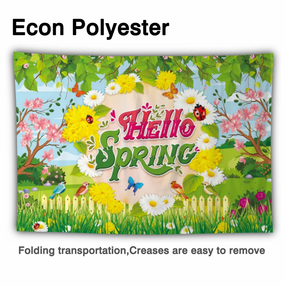 Allenjoy olá primavera pano de fundo dos desenhos animados jardim paisagem grassland chá de fraldas festa de aniversário suprimentos decoração personalizada banner cartaz