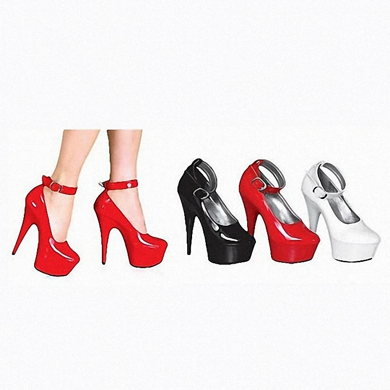 6 inch thin Stripper heels Round Toe platform shallow red pumps 15cm luxury shoes women design wedding shoes bride white show