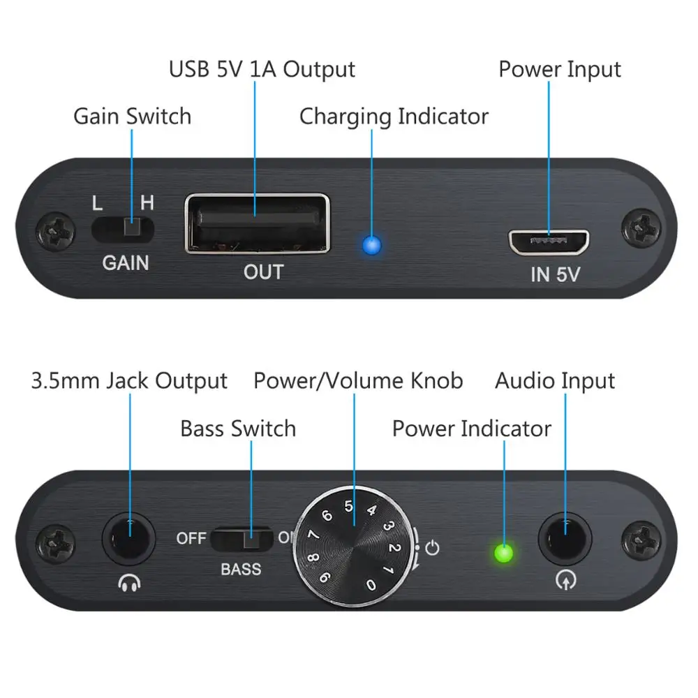 Imagem -02 - Proibição Amplificador de Fone de Ouvido Hifi Fone de Ouvido Embutido Power Bank 3.5 mm Aux Amplificador Portátil 16300 Compartimentos para Celular Notebook