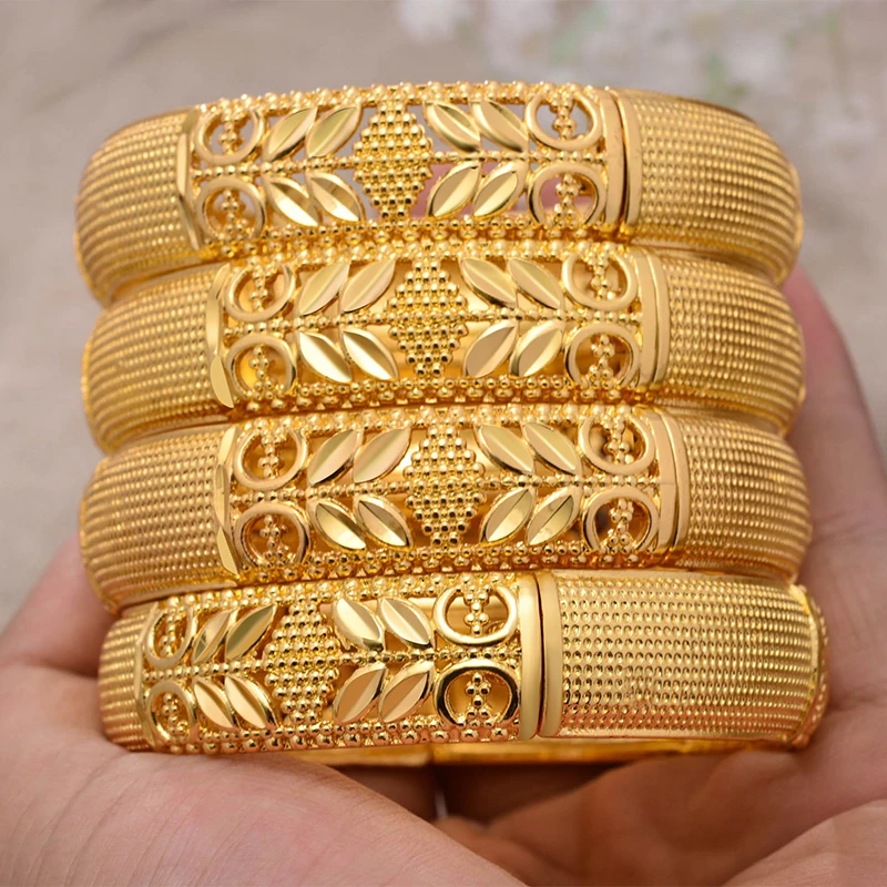 4Pcs/lot Bracelet Ethiopian Africa  Gold Color Bangles For Women wheat  Bracelet African Wedding Jewelry Middle East Items