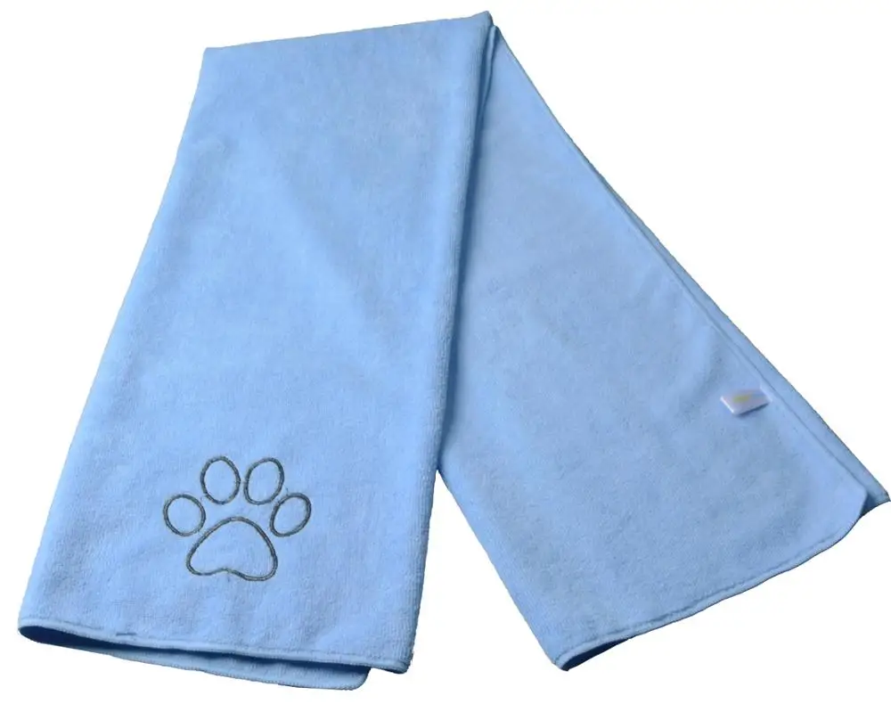 SUNLAND Microfiber Dog Cat Towel Pet Bath Towel Super Soft  Absorbent Dog Drying Towel With Embroidered Paw Print 16Inch x 40Inc