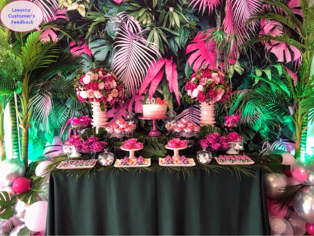 Laeacco الاستوائية النخيل شجرة يترك الطفل عيد ميلاد حزب صورة صورة المتصل الصورة الخلفيات التصوير خلفية ل استوديو الصور