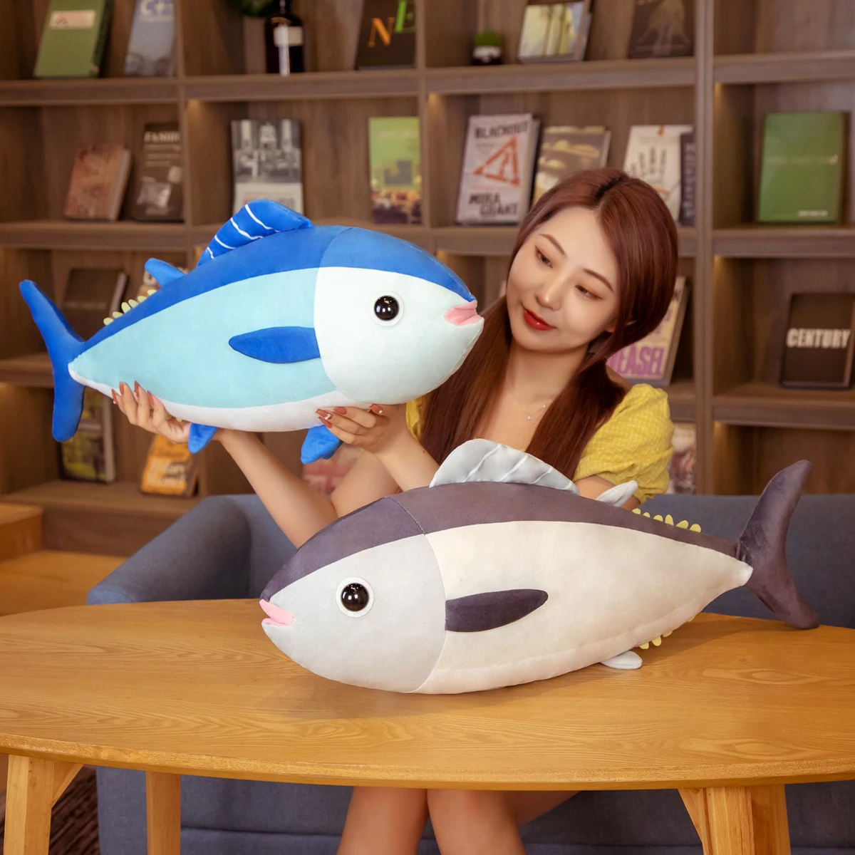 1pc 65cm Cute Tuna Fish Plush Toys Cartoon Stuffed Soft Sea Animal Pillow Kawaii Pillow Sofa Cushion Birthday Gift for Kids Baby