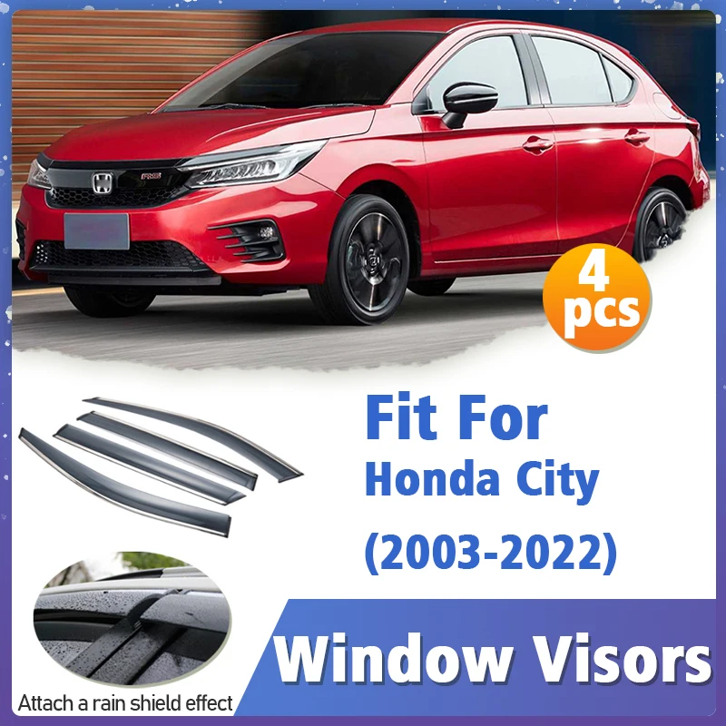 

Оконный козырек для Honda City 2003-2022, вентиляционная крышка, отделка, навесы, защита от солнца, дождя, дефлектор, авто аксессуары, 4 шт.