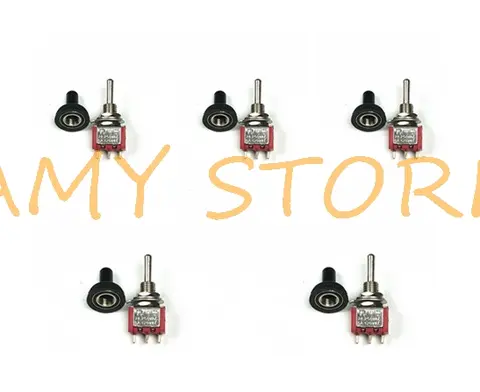 5Pcs MTS-123 순간 토글 스위치 (ON)-OFF-(ON) 3 위치 SPDT 5A 120VAC 2A 250VAC 검정색 방수 커버 캡 포함 Best5