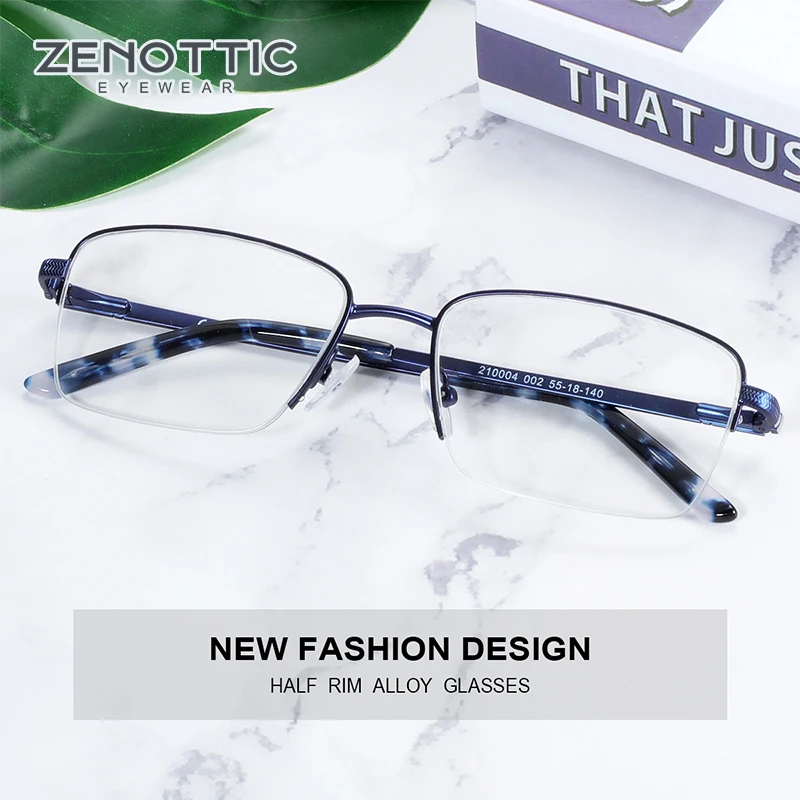 ZENOTTIC Alloy Anti Blue Light Photochromic Prescription Glasses for Men Optical Spectacles Myopia Progressive Eyeglasses