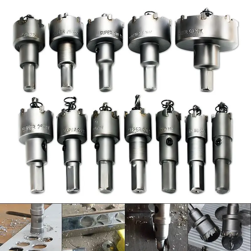 Drillpro 12 шт. 15 мм-50 мм резак для резки металлического отверстия набор сверл из сплава для резки дерева пластиковых материалов металла