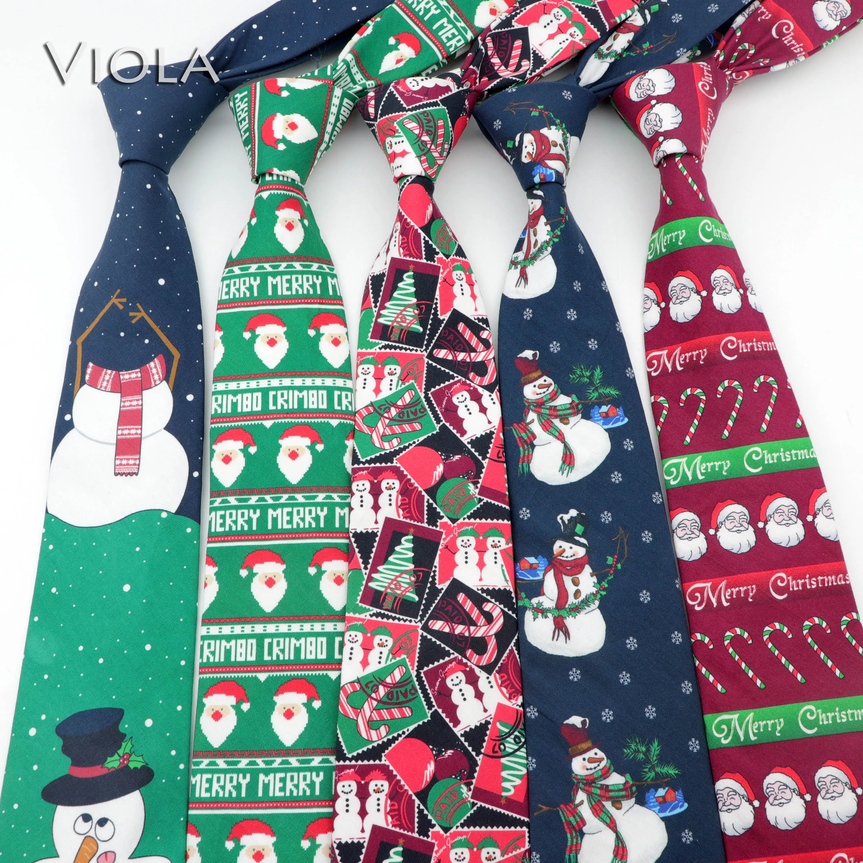 

Christmas Print Tie Cotton 8cm Men Gift Tree Santa Claus Snowman Snowflake Xmas Polyester Necktie 7cm Festival Party Accessories