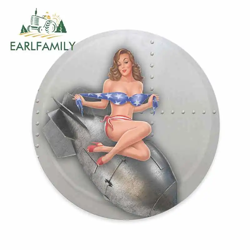 EARLFAMILY 13cm x 12.8cm For Bomber Girl Creative Car Stickers Vinyl Sticker Anime Waterproof Car Accessories Car Graphic Decal