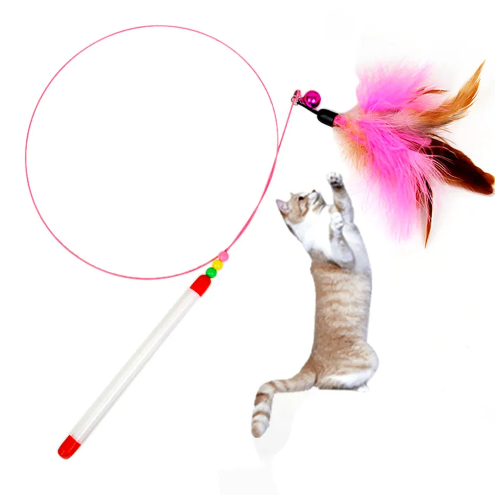 Peacock feathers amuse the cat Kitten Interactive Toy Rod with Bell Feather Pet Toy Funny stick Toys para gatos zabawka dla kota