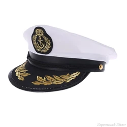 Adult Yacht Boat Ship Captain Costume Hat Marine Embroidered Captain'S (White)