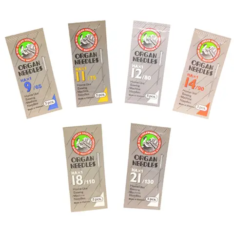 5pcs/Pack of ORGAN Household Sewing Machine Needles HAX1 Sewing Needles for SINGER BROTHER 9/65 11/75 12/80 14/90 Ect YJ388