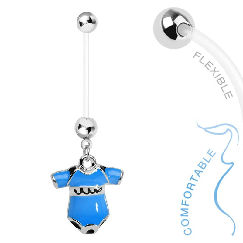 1pc Baby  Coat Shaped Pregnancy Belly Ring Dangle Maternity Belly Bar Body Piercing  Jewelry 14G