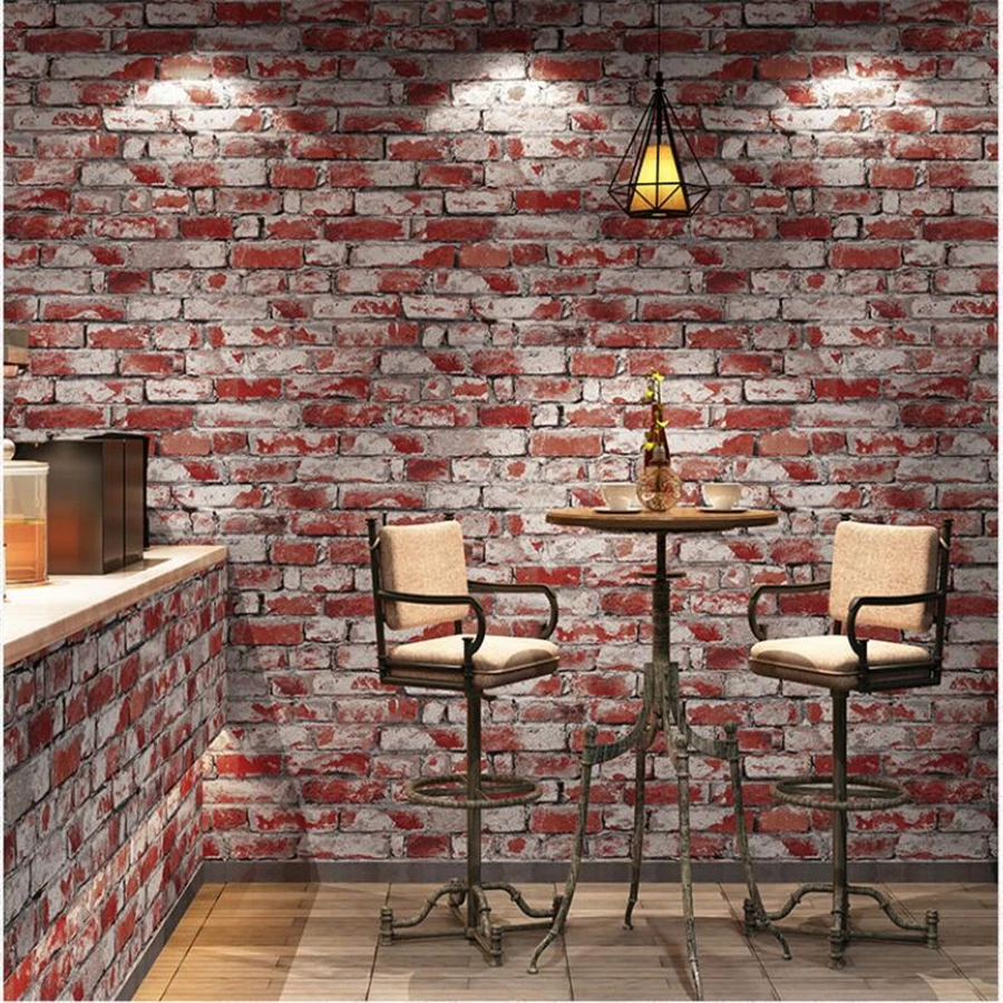 WELLYU Retro red brick blue brick paper restaurant restaurant bar antique brick wallpaper stereo clothing store papier peint