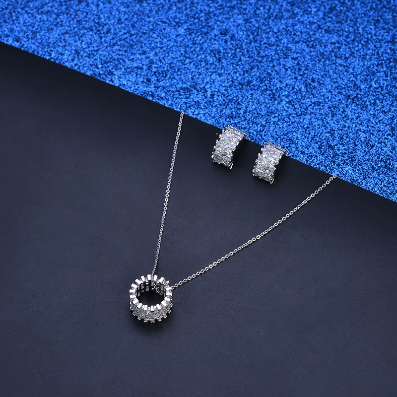 Jewelry Sets HADIYANA Necklace Earring Set For Women Simple Elegant Party Gift Zircon Novel Design CN1013 Haar Sieraden Bruiloft