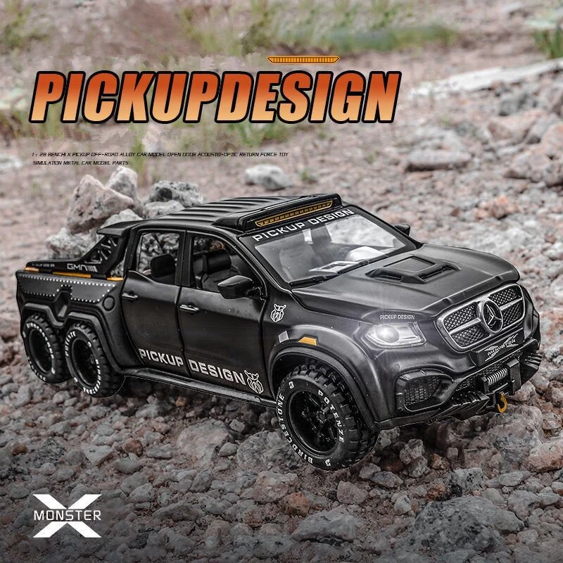 1:28 X-Class 6*6 pneumatico in lega Pickup modello di auto diecast giocattolo in metallo fuoristrada veicoli modello di auto collezione di