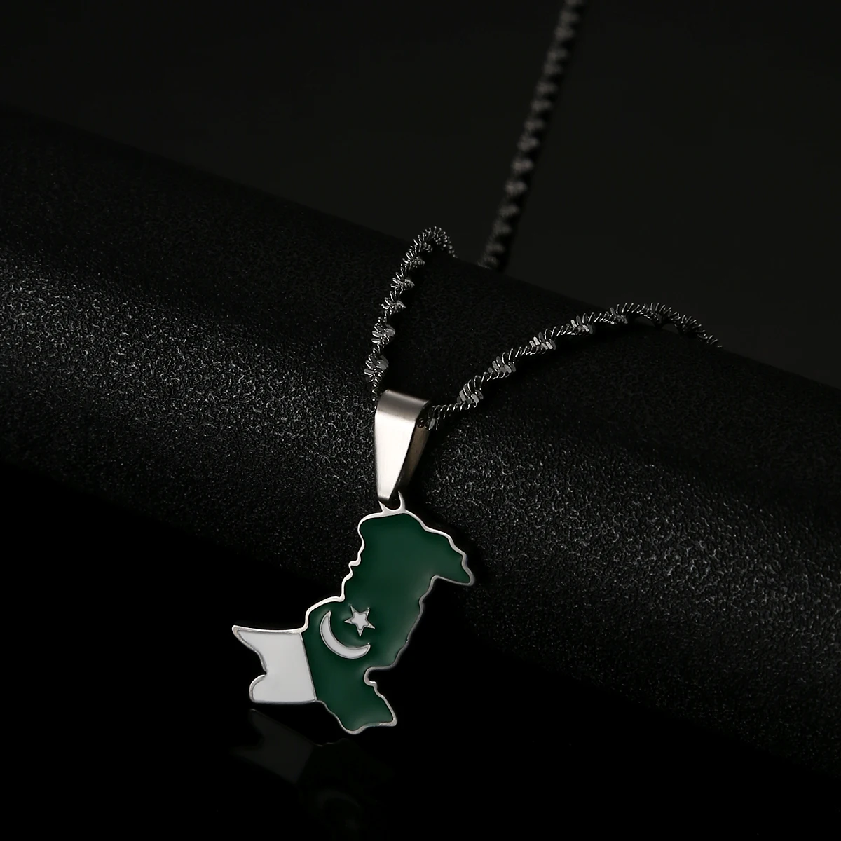 Stainless Steel Pakistan Map Pendant Necklace Silver Color Pakistani Ethnic Charm Jewelry