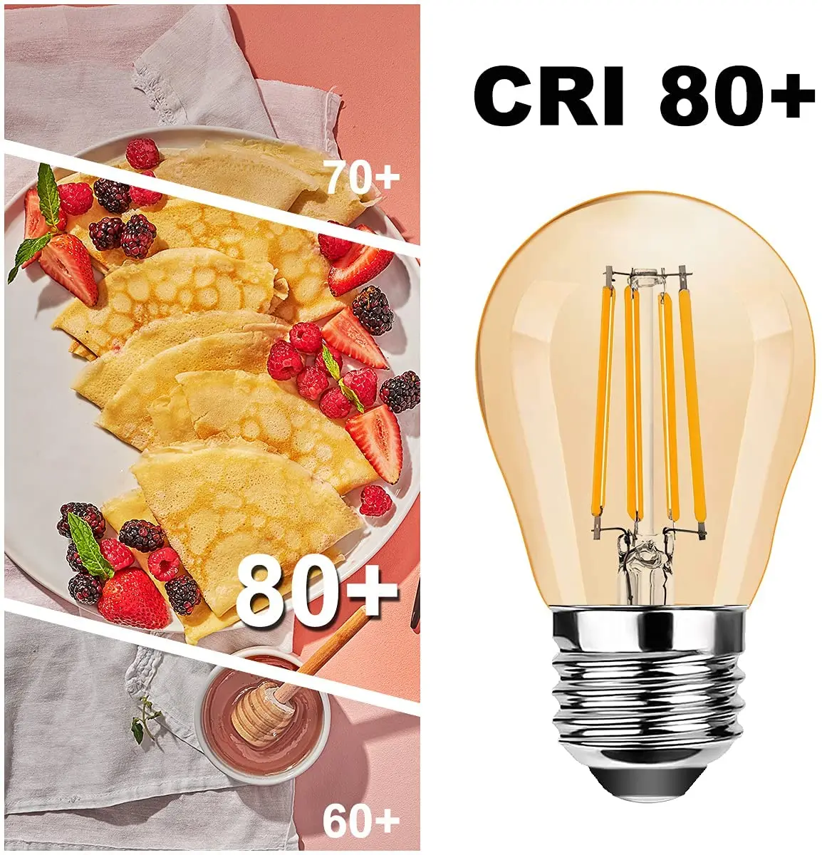 G45G 4W Dimmable LED Globe Light Bulb Mini Amber Glass Edison E27 2700K Vintage Led Filament Bulb For Chandelier String Lighting