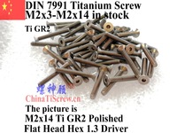 DIN 7991 M2 Titanium screws M2x3 M2x4 M2x5 M2x6 M2x8 M2x10 M2x12 M2x14 Hex 1.3 Driver Ti GR2 Polished QCTI Screw