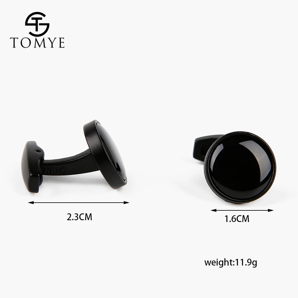 TOMYE Matte Black Round Groom Custom Enamel Unique Cufflinks for Shirt Men XK19S123