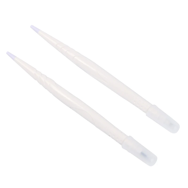 2 in 1 White Disposable Manual Pen Tool Blade Shade With U Shape Round Needle Double-row Bending Embroidery Eyebrow Microblading