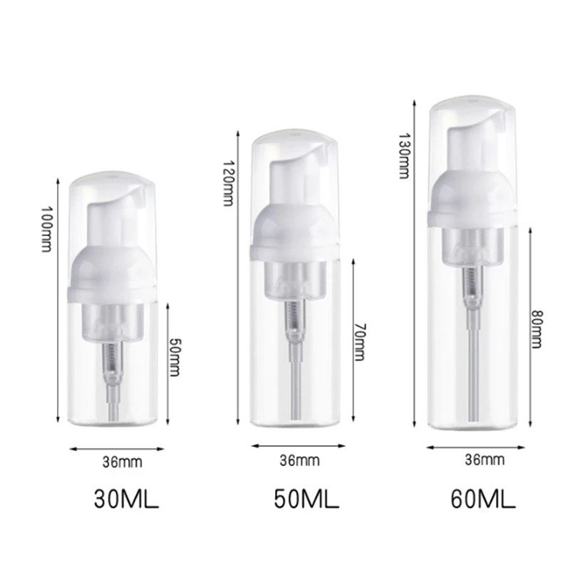 

500pcs 30ml 50ml 60ml Plastic Soap Dispenser Bottles Clear White Foam Pump Bottle Mousses Liquid Dispenser Foaming Bottle