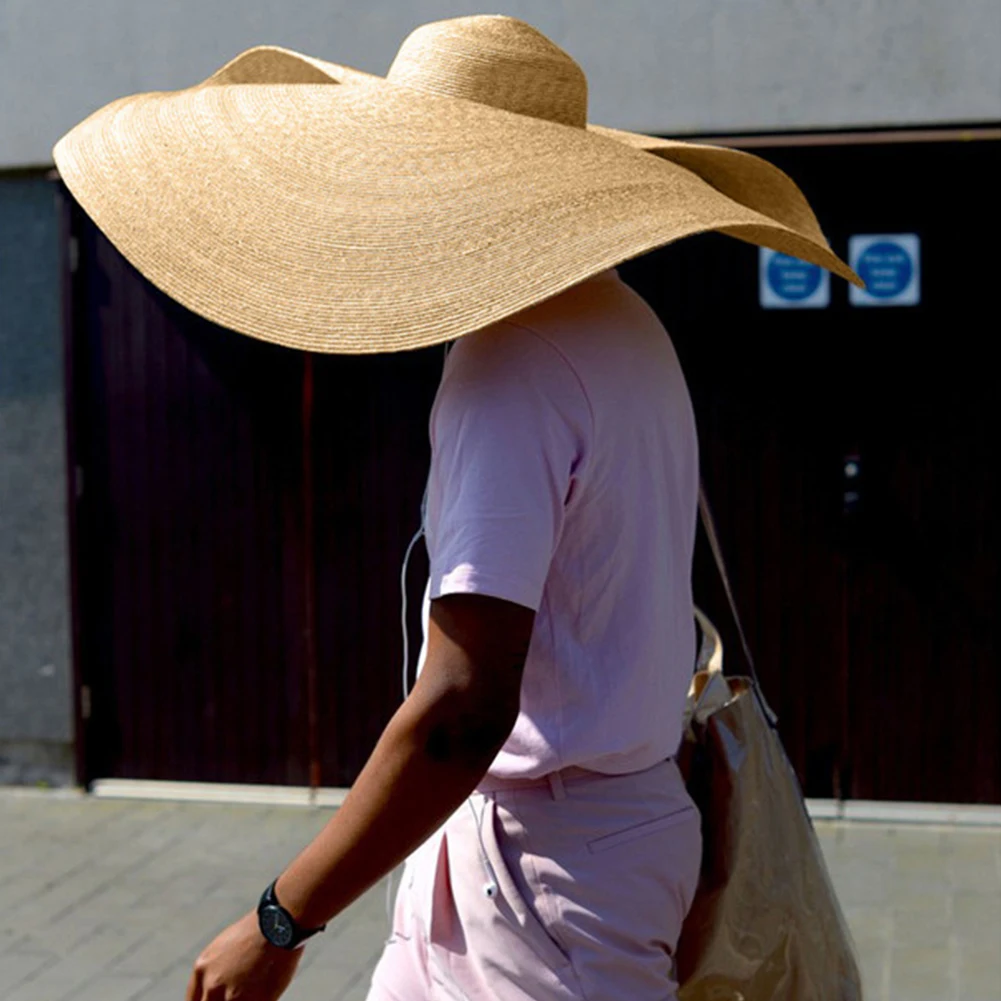 قبعة سفر كبيرة الحجم قابلة للطي للسيدات ، حماية من الشمس ، مثالية للشاطئ ، من القش #5
