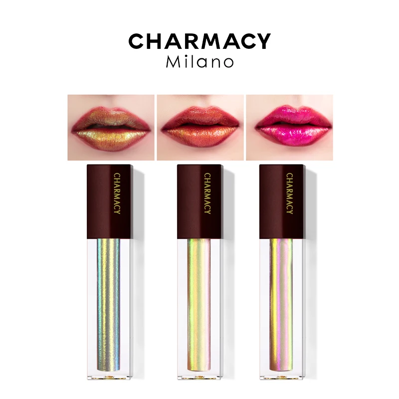 CHARMACY Chameleon Lipgloss Glitter Lip Plump Colorful Lip Tint Lip Sparkle Duochrome Lip Makeup Moisturizing Gloss Cosmetics