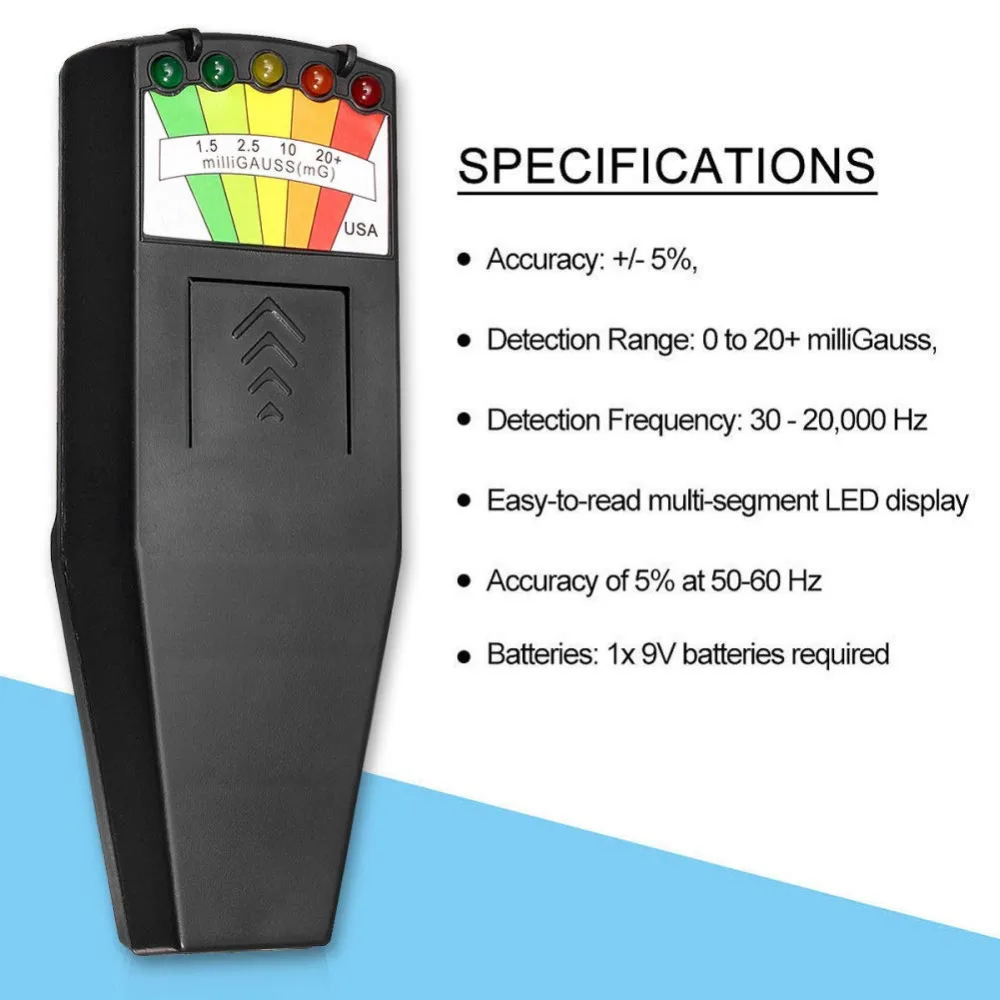 Medidor de campo electromagnético K2 EMF Gauss, dosímetro de radiación, Detector portátil, Monitor de campo magnético EMF, 5 LED