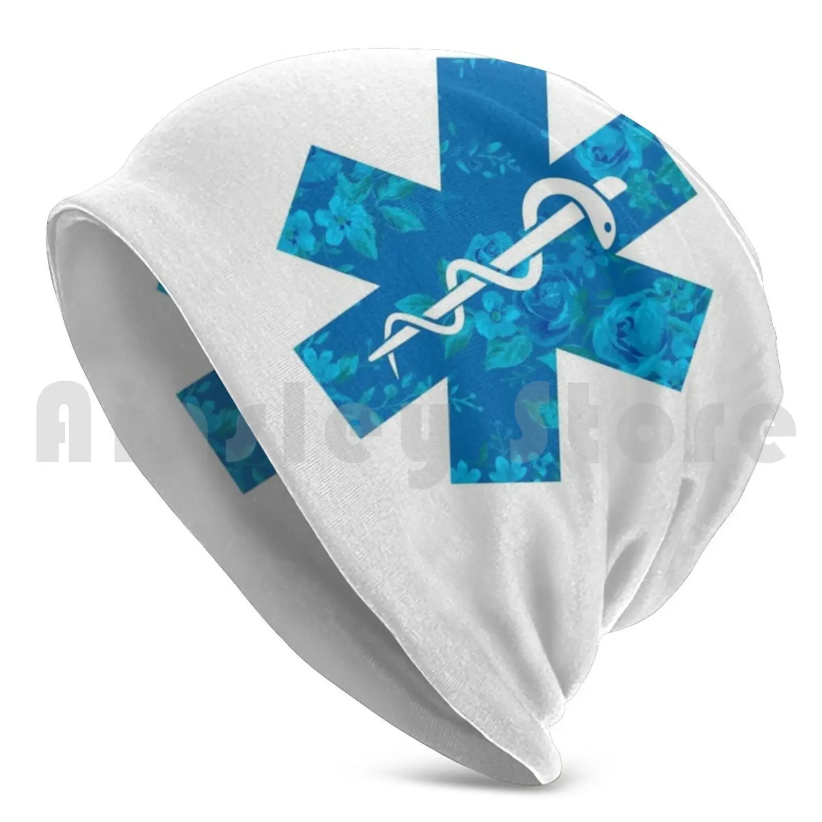 Emt Beanies Pullover Cap Comfortable Floral Emt Emt Paramedic Medic Ambulance Star Of Life Caduceus First Responder