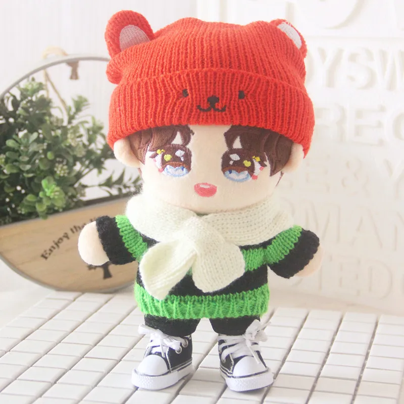 1Set 20CM Doll Clothes Lovely Plush Doll's Clothes Sweater+Hat+Shorts Korea Kpop EXO idol Dolls Accessories DIY Gift