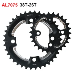 AL7075 26T 38T MTB Chainring 104BCD 64BCD Mountain Bicycle Double Chainwheel 10 Speed Bike Crank Set Crankset 104 BCD Chainset