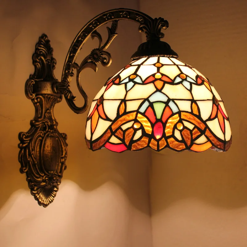 

Stained Glass Wall Lamps Baroque Light Fixtures Wall Sconces For Living Room Mirror Front Lamp Bedside LED Wall Lights