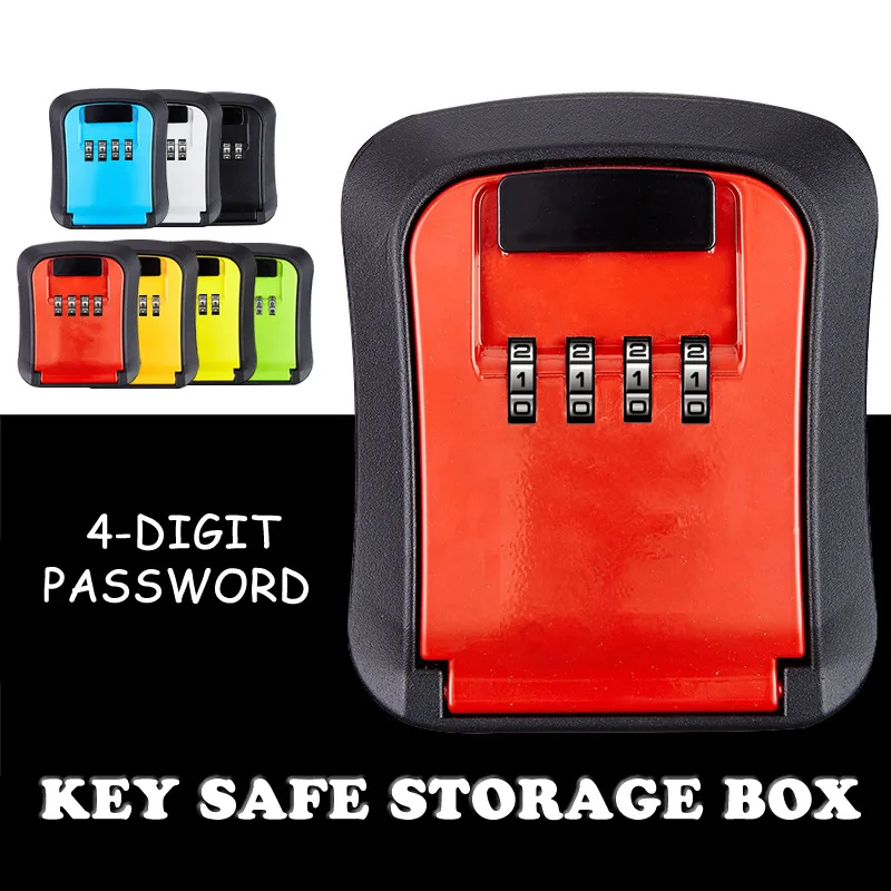 Key Safe Storage Box Wall Mounted Hidden Secret Organizer Box with 4 Digit Combination Password Lock House Car Spare Keys Safe