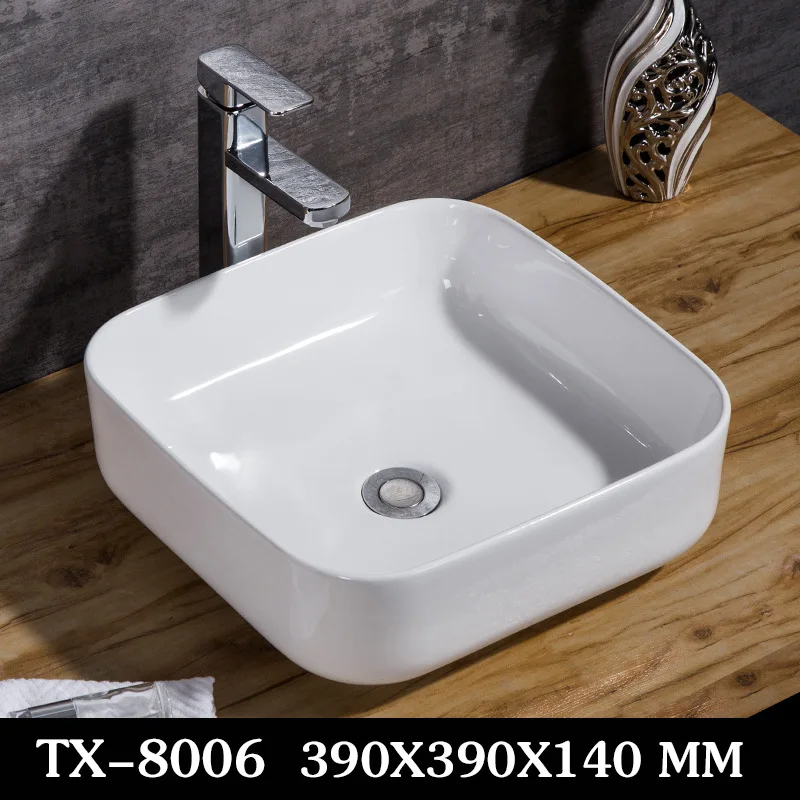 White Semi-recessed Basin Half-hanging Wash Basin Half-buried Basin Half-inlaid Art Basin Above Counter Vanity Sinks Bathroom