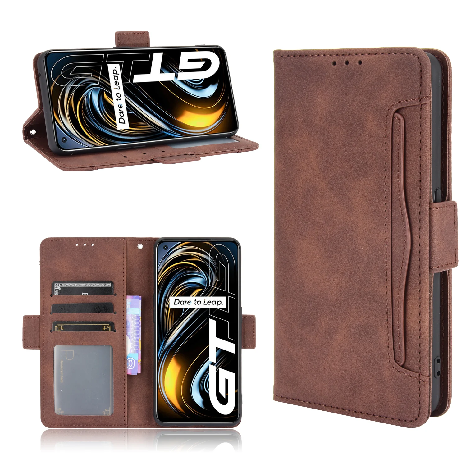 For Realme GT 5G Case Premium Leather Wallet Leather Flip Multi-card slot Cover For OPPO Realme GT 5G RMX2202 Case