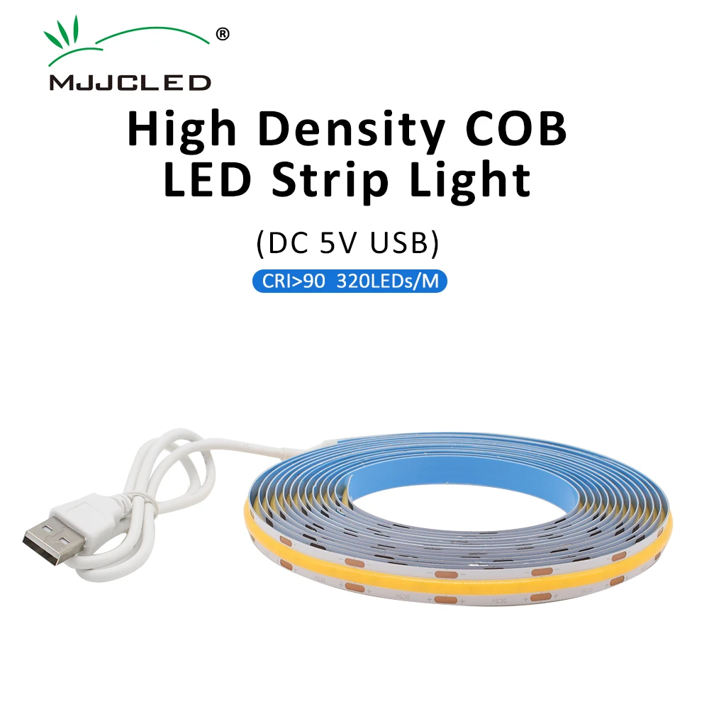 COB LED Strip USB DC 5V 8MM PCB 320LEDs/M 1M 1.5M 2M 2.5M 3M High Density CW WW NW FCOB LED Linear Lighting for Room Decration