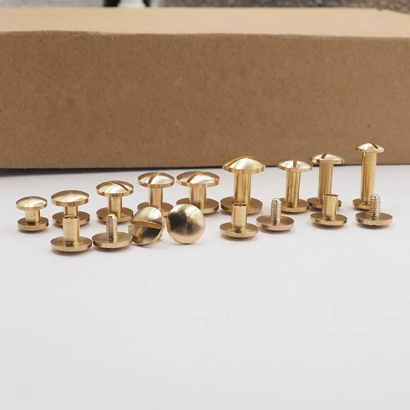 8*4/5/6/7/8/10/12/15/20mm Double Arc Wallet Bag Brass Belt Screw Rivet DIY Handmade Fastener Chicago Hardware Leather Craft Part