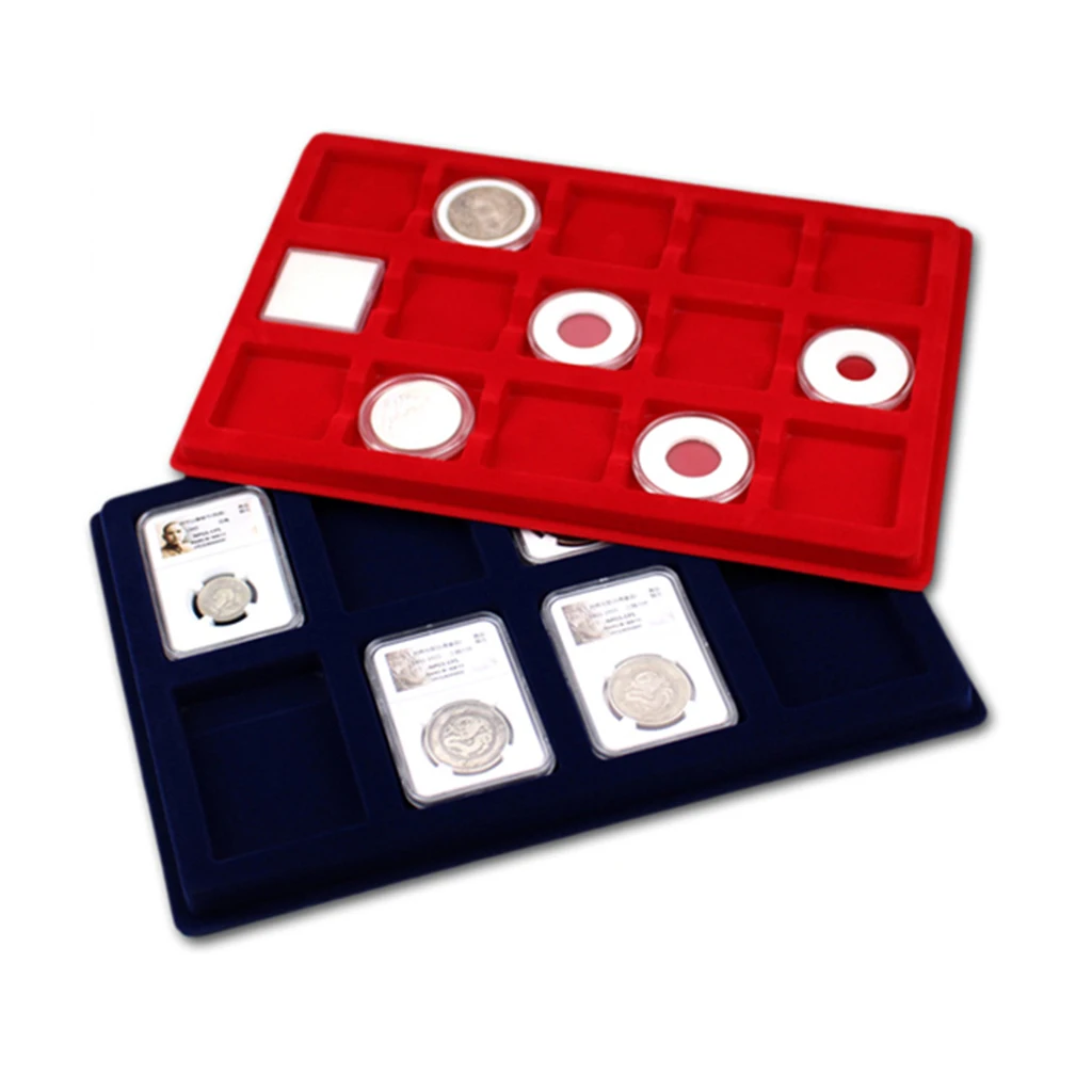 8 Grid Velvet Frame Series Display Tray Coin Holder for  NGC Coin Display Box -Red