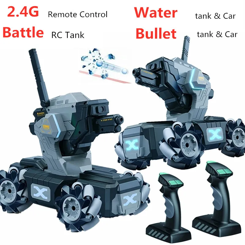 High Simulaiton Battle RC Tank Water Launch Rotating Turret 360 Degree Rotation Water Bomb Tank Drift Car Tank With 3pcs Battery