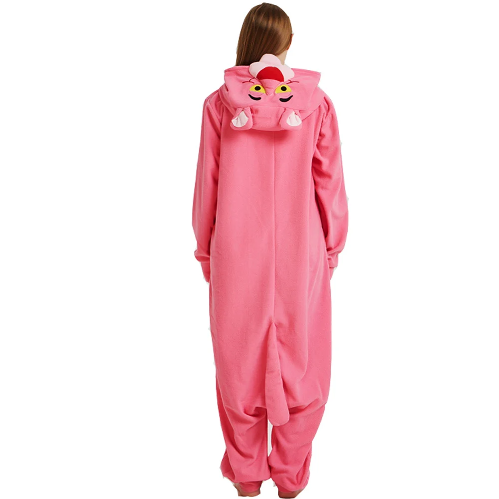 PAJAMASEA Pink Animal Women Onesie Adults Fleece Pyjama Jumpsuit Sleepwear Girl Festival Outfit Cosplay Raccoon Kigurumi Panther