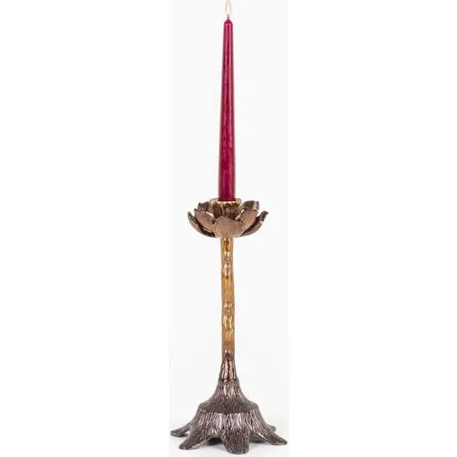 Euro Flora Metal Candlestick Copper Color 16x31 cm