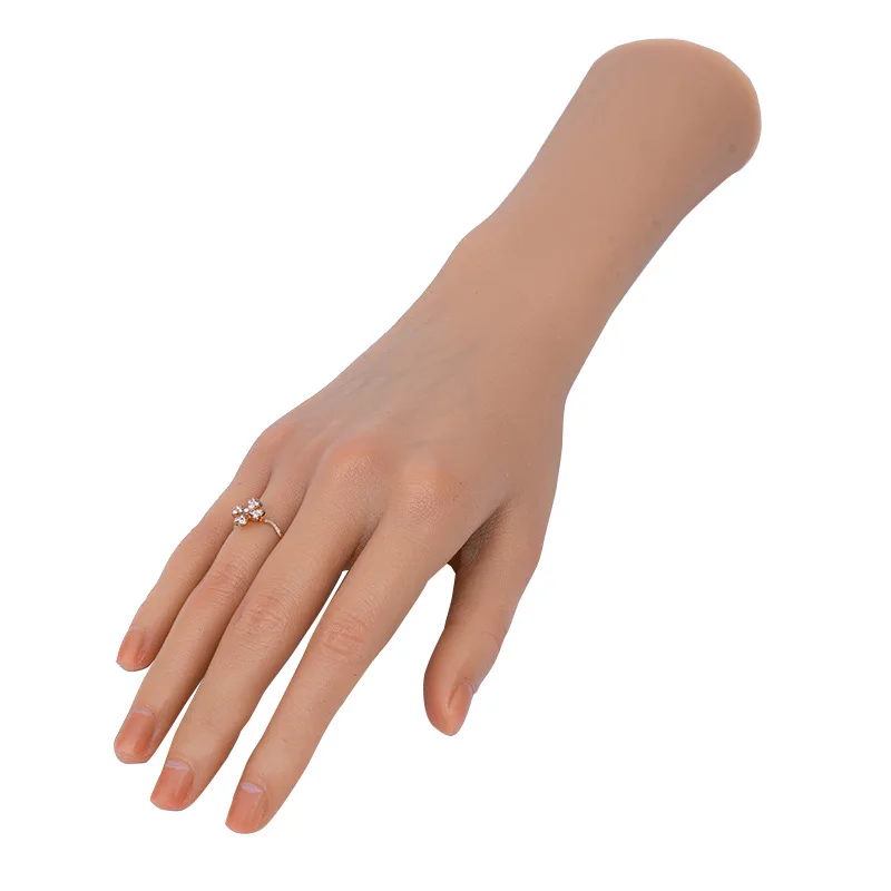 

Silicone Manicure Practice Hand Model Joints Bendable Prosthetic Realistic Nail Art Lifelike Hand for Jewelry Display TGDW03-C3