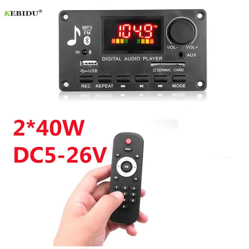 80W Amplifier 12V MP3 Player Hands-free Bluetooth-compatible 5.0 Decoder Board 5V-26V 2*40W Car FM Radio Module mp3 players