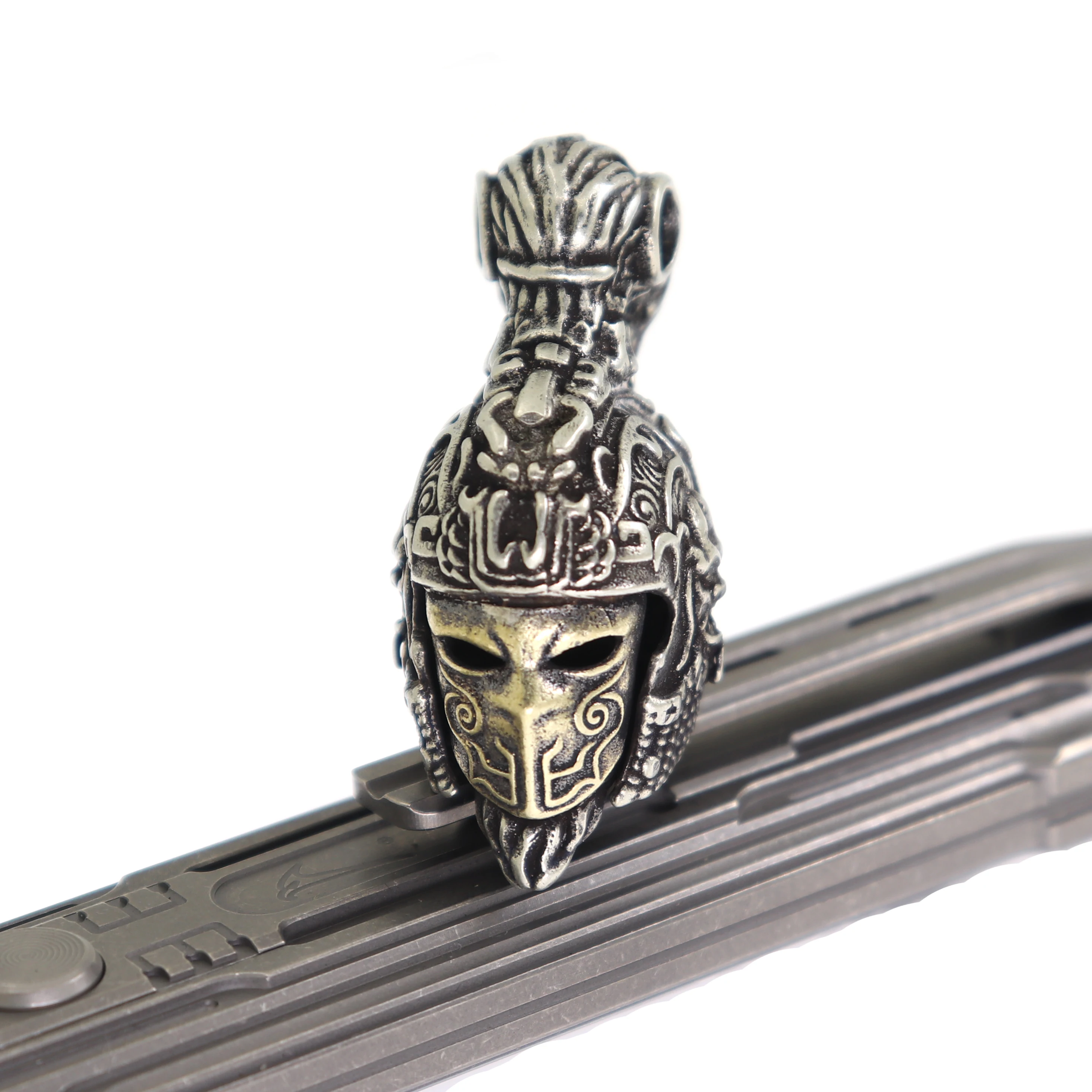 

Cupronickel Brass Roman Knight Helmet Skull DIY Knife Beads Tools EDC Jewelry Pendant Keychain Accessories