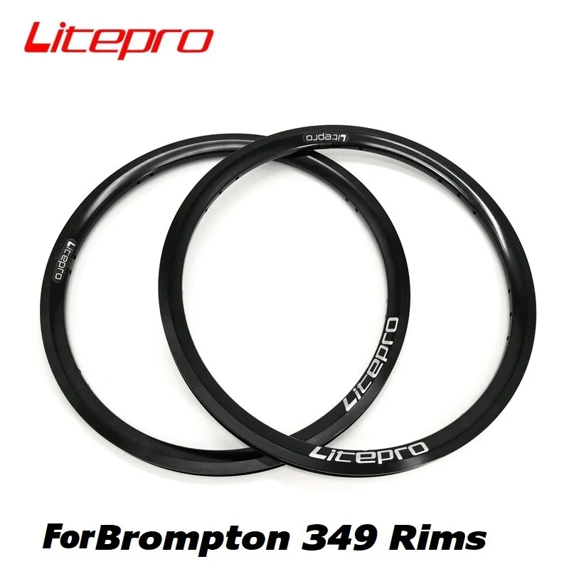 

Litepro для Brompton складные велосипедные диски 349 16x1-3/8 алюминиевый сплав Двойная Стенка глянцевый полностью черный клапан шрадера