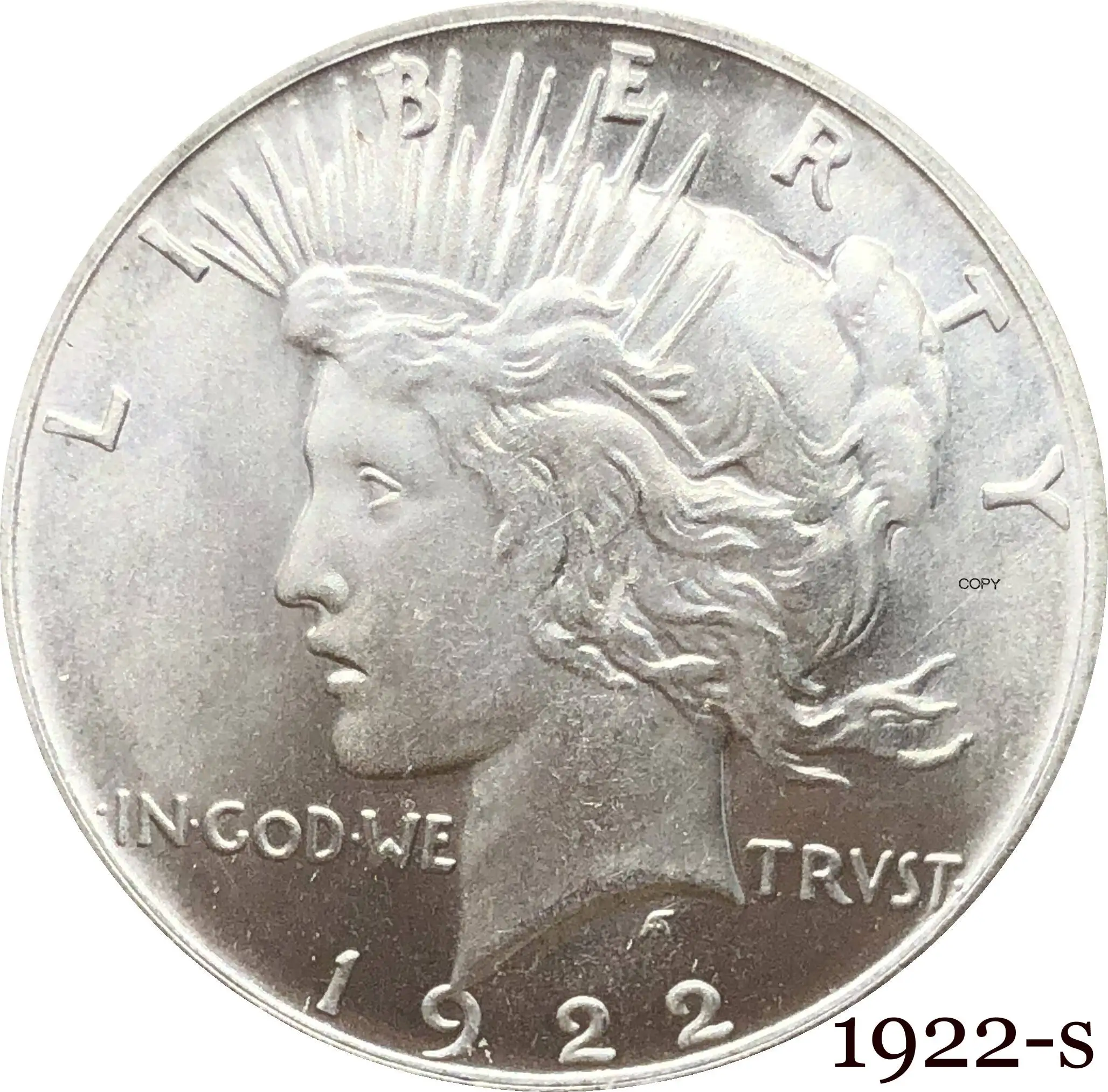 United States Of America US 1922 S  Liberty Coin In God We Trust  1 One Peace Dollar Cupronickel Silver Plated Copy Coins